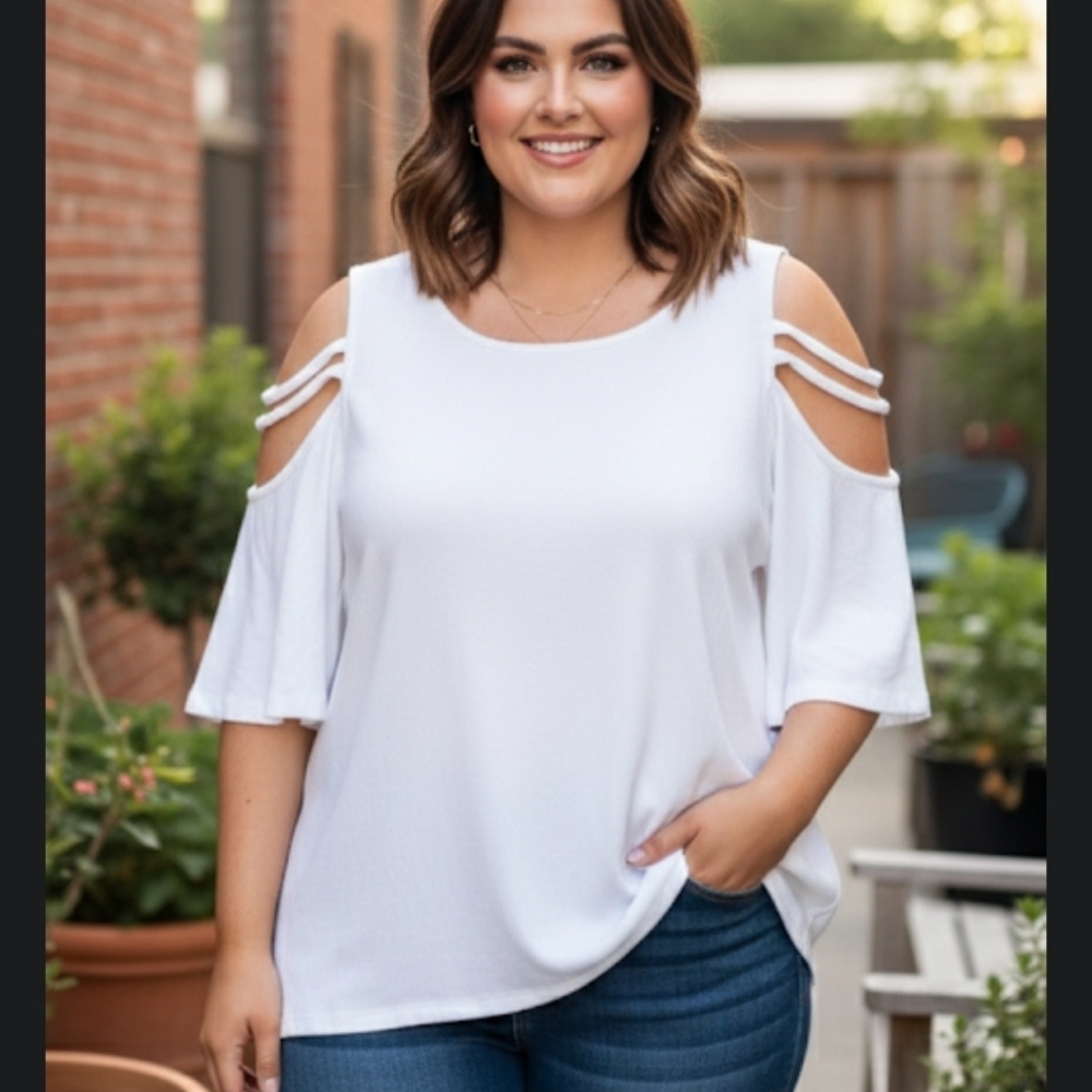 Oh My Gauze! White Cotton Cold-Shoulder Tunic Size 3